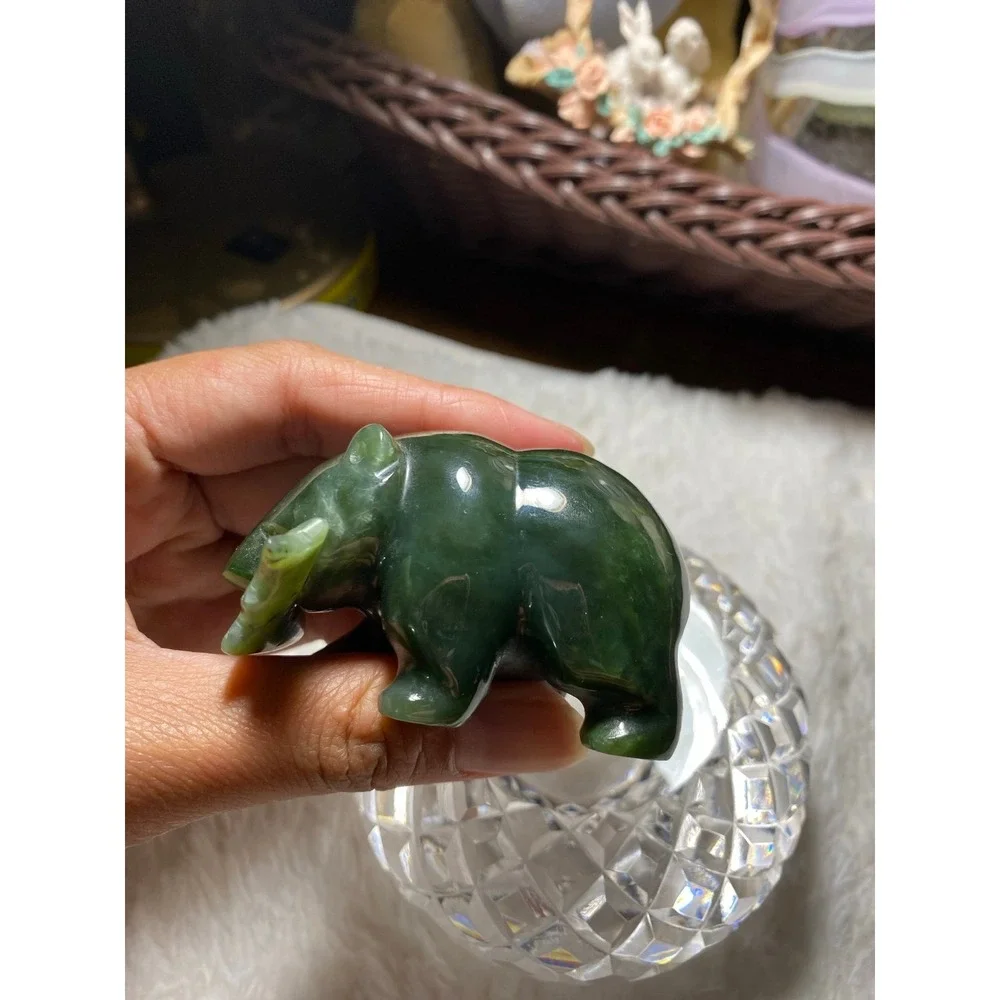 Elephant with a fish on‎ his mouth jade figurine